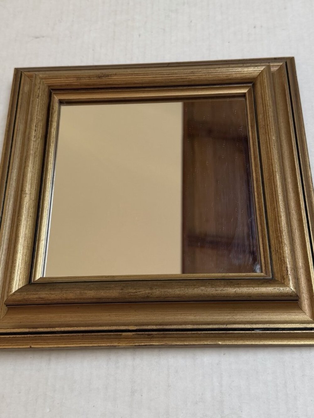 Vintage Gold Wooden Wall Mirror Square Framed Glass Ornate Gilt Wood Frame Decor